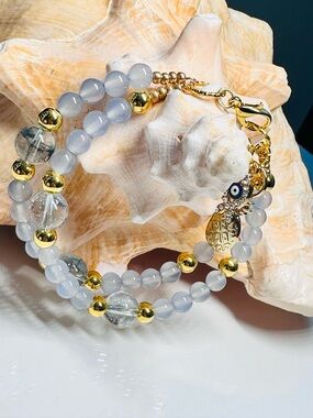 Angelite natural Stones Double-Strand Bracelet
